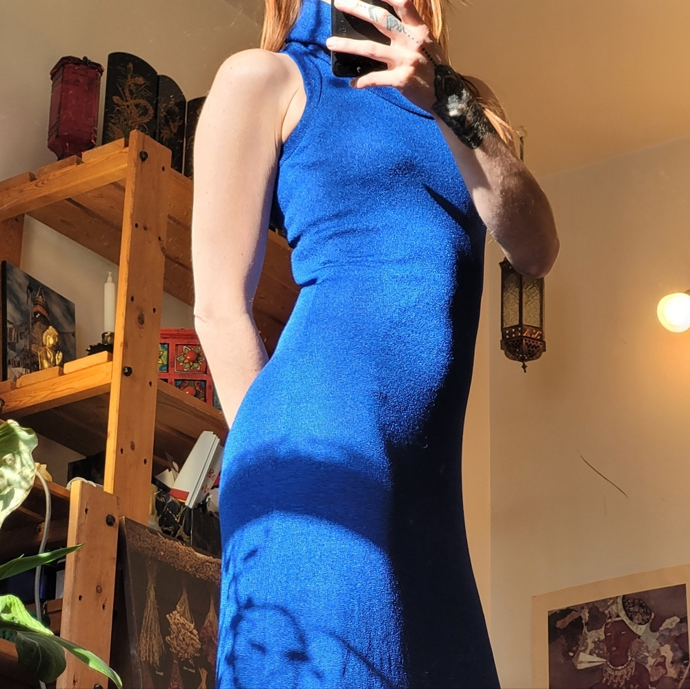 Vintage wendy original royal blue turtleneck maxi dress - S - Picture 4 of 7